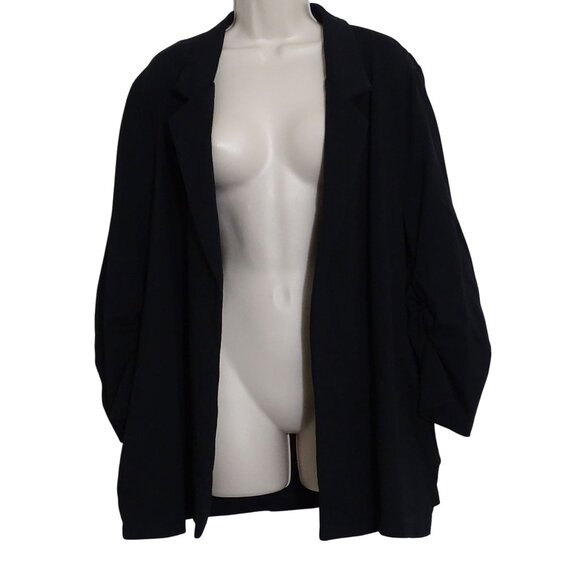 Dear Scarlett Women Black Open Front Blazer Jacket Size 3X Pockets 3/4 Sleeve - Picture 1 of 7